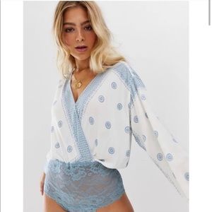 Free People On Board Wrap Printed Bodysuit